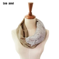 leo anvi fashion design linen lace infinity scarf shabby chic cotton lace trim fall winter loop double embellished women scarves