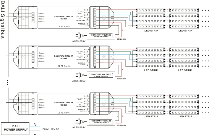 BC-344 постоянной Напряжение 4 канала RGBW дали затемняя драйвер dc12-24v RGB: 3A/CH * 3 Вт: 9A/CH 1