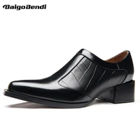 37 44 small size high end mens hight heel oxfords trendy zip full grain leather formal dress heightened shoes