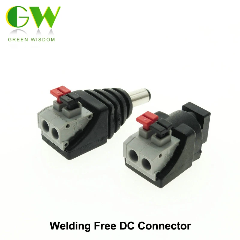 

DC Connector for LED Strip Design Clip Spring Connector 5.5*2.1mm Male Female DC Connector Adapter, 5pcs/lot.