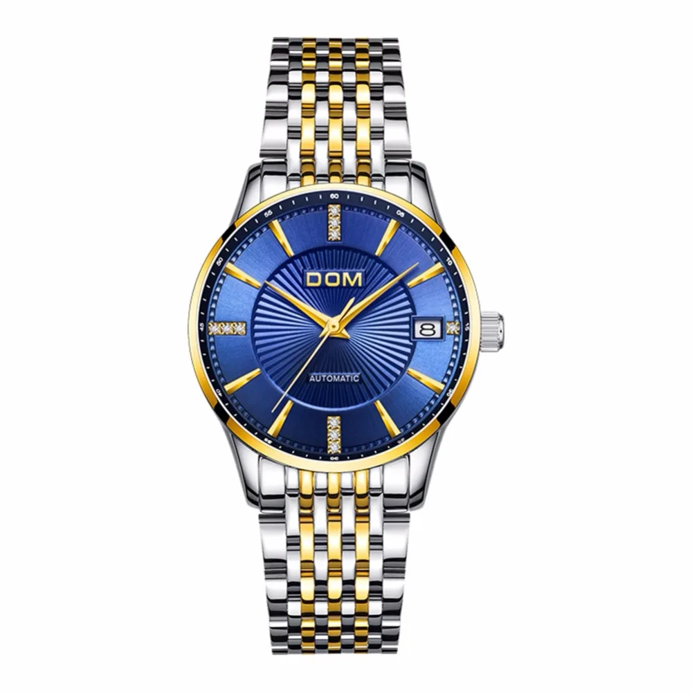 DOM Women Mechanical Watch Fashion Stainless Steel Blue Dial Watch Luxury Waterproof Female Automatic Clock Montre Femme G-79 enlarge