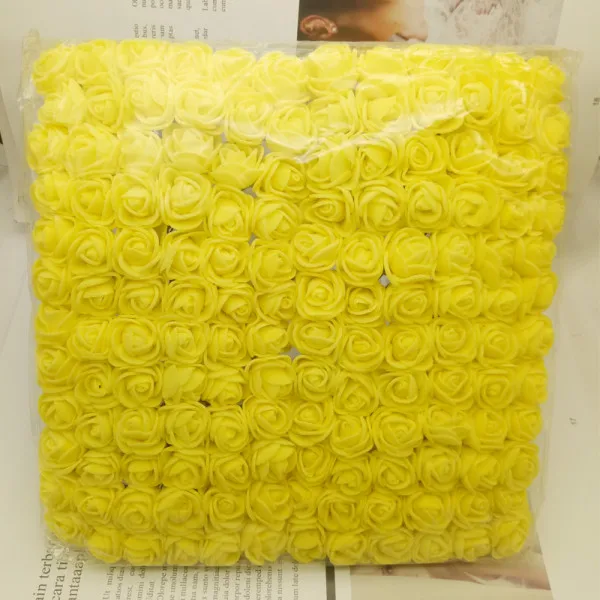 yellow 144 ps 2 см мини пена Искусственный цветок розы Букет Многоцветный Роза свадебное украшение цветок Скрапбукинг искусственный цветок Роза - Цвет: yellow