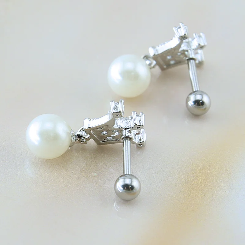 Очаровательные жемчужные серьги гвоздики искусственная Корона модные ювелирные