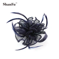 2018 new women fancy feather sinamay bead fascinator loop wedding party brooch clippin wholesale sfb7079 12pcslot