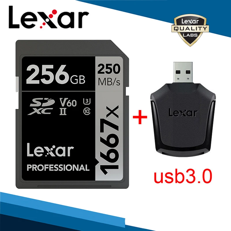 Lexar 1667x карты памяти SDXC и SD UHS II кард ридер USB 3 0 256 ГБ 128 Гб 64 для 1080p HD 3D 4K видео камера