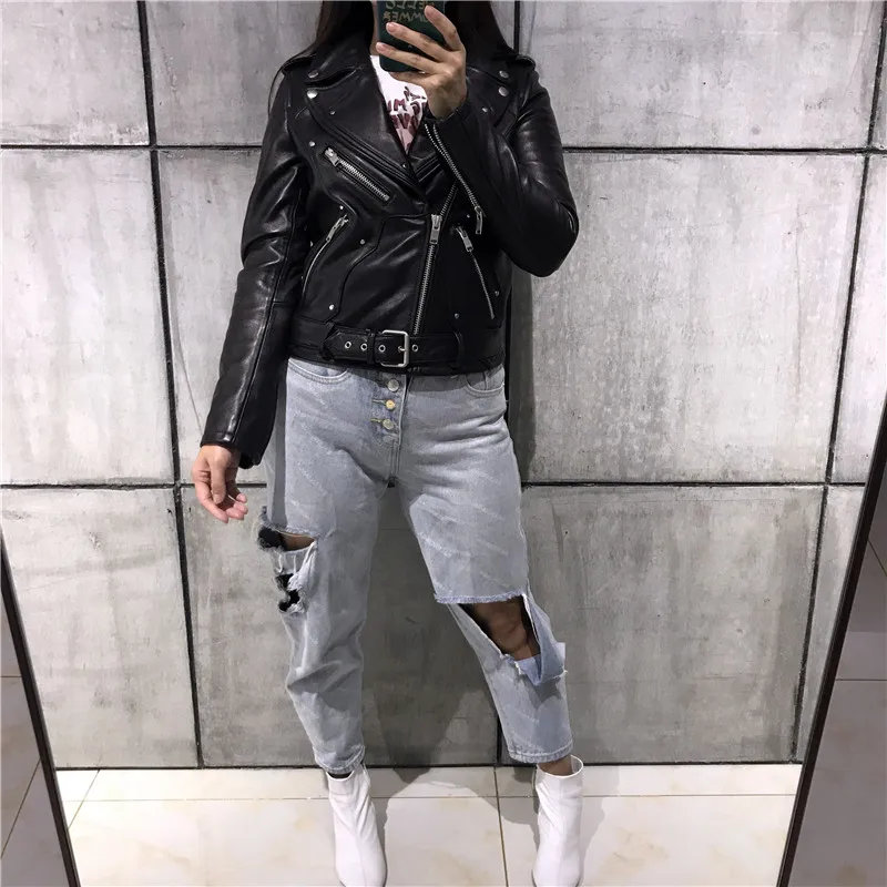 ladies real leather jacket women genuine sheep | Женская одежда