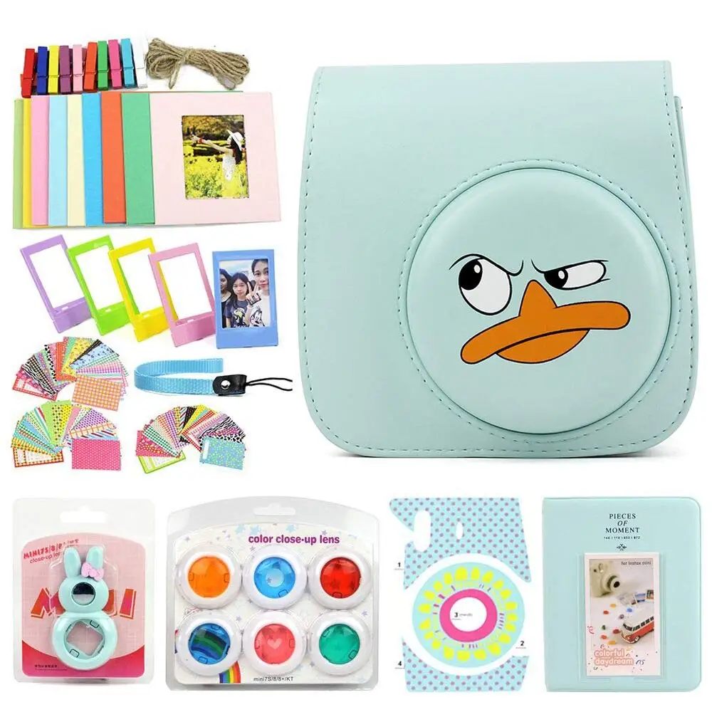 Duck - Suit CAIUL мини камера чехол для Fujifilm Instax Mini 9 8 8+ мгновенная пленка камера премиум кожа pu с плечевым ремнем медведь утка brn - Цвет: Duck - Suit