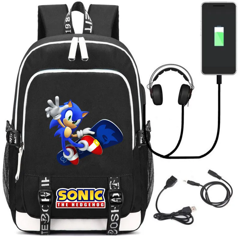 Игровой звуковой рюкзак с ежом Сумка ж/USB модный порт/наушники Рюкзак Сумка подростковая школьная сумка на плечо для ноутбука