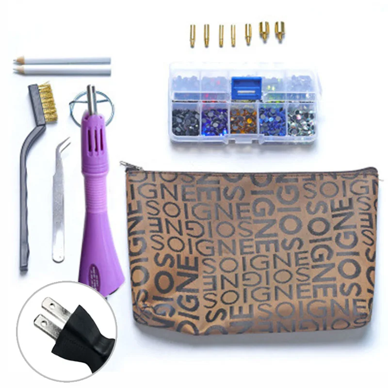 Смешанные наборы коробок Горячая фиксация железо Стразы палочка Карандаш сумка