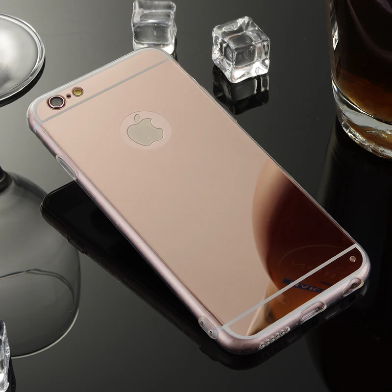 6S розовый золотой чехол для телефона Apple iPhone 6 зеркальный Мягкая Задняя накладка