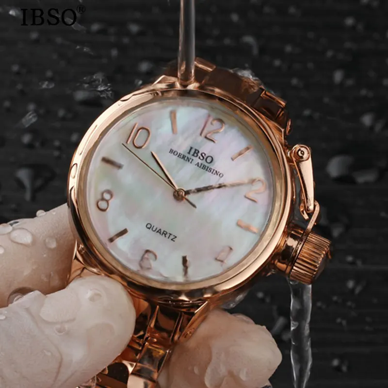 IBSO Лидирующий бренд Роскошные Кварцевые часы из нержавеющей стали ремешок Relogio