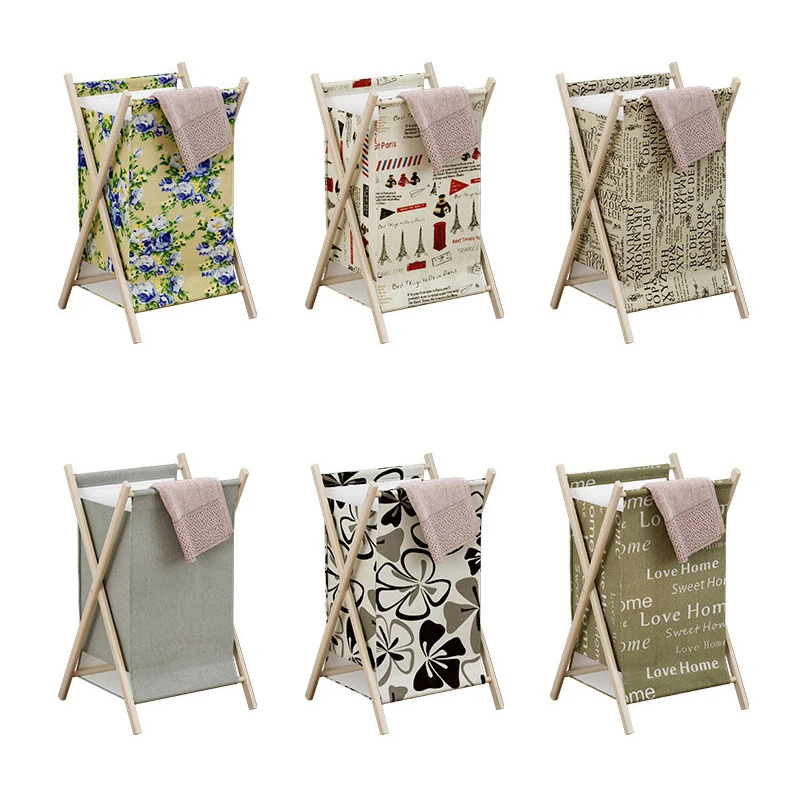 Multi-function Large Capacity Storage Basket Wood Durable Folding Laundry Thick Cotton Linen Baby Toys Dirty Clothes | Дом и сад