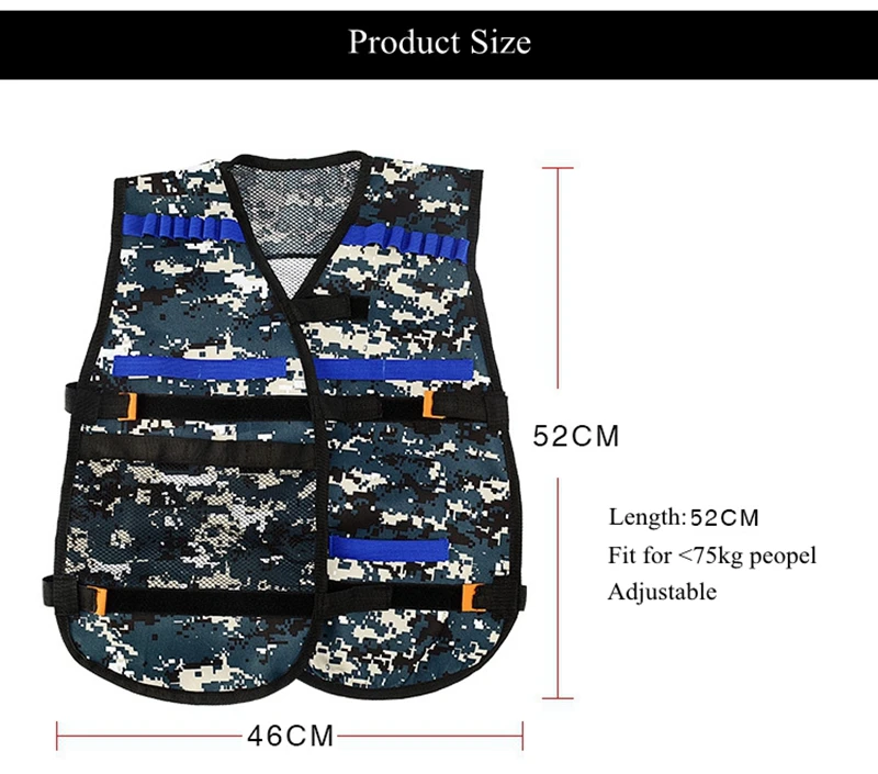 Tactical Vest Adjustable with Storage Pockets fit for Nerf N-Strike Elite Team