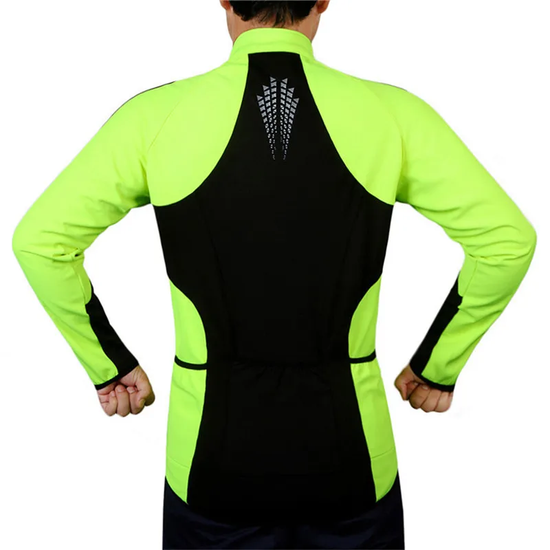 Флуоресцентная зеленая термальная флисовая велосипедная куртка для мужчин и