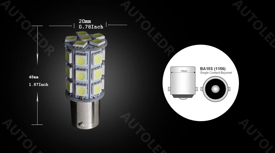 10 шт. 1156 P21W BA15S светодиодный 5050 SMD 27 Светодиодный ные лампы белая/теплая белая