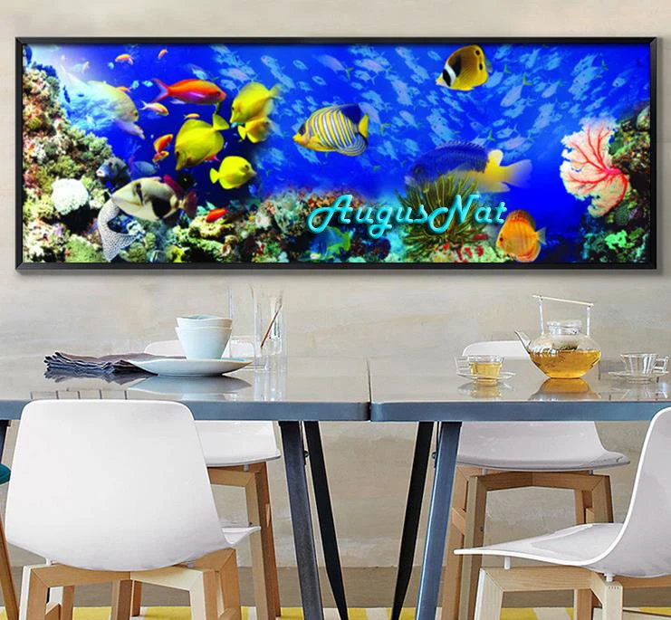 golden fish diamond painting cross stitch sea wall art scenery drawing stickers abstruse decor diy mosaic pasted craft | Дом и сад