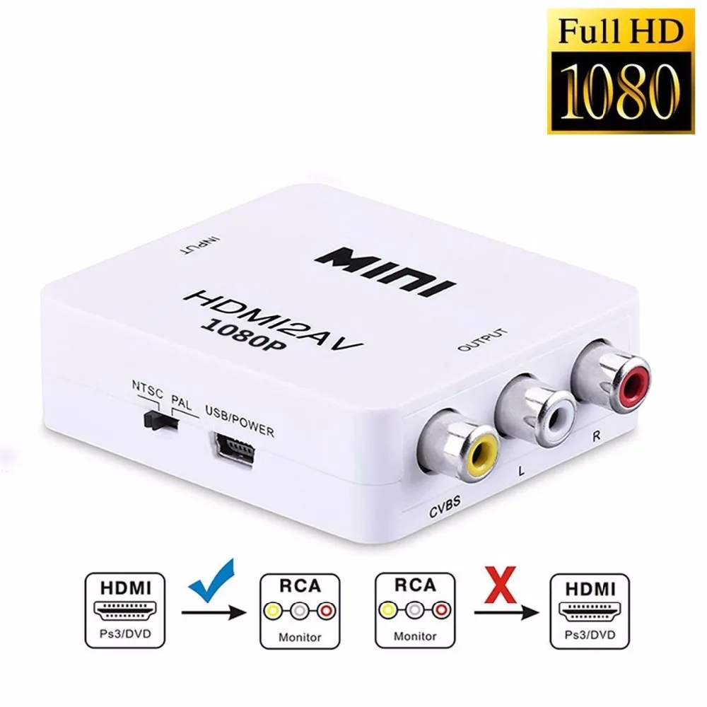 Hdmi-rca AV/CVSB L/R видео AV/RCA CVBS композитный аудио адаптер мини HDMI2AV конвертер Android tv box + USB