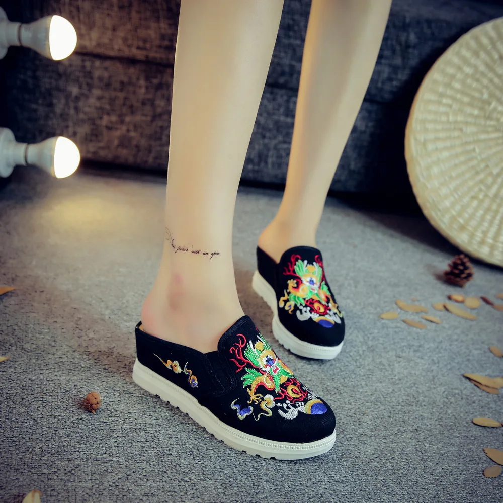 Сланцы Veowalk женские с цветочной вышивкой повседневные хлопковые сандалии на