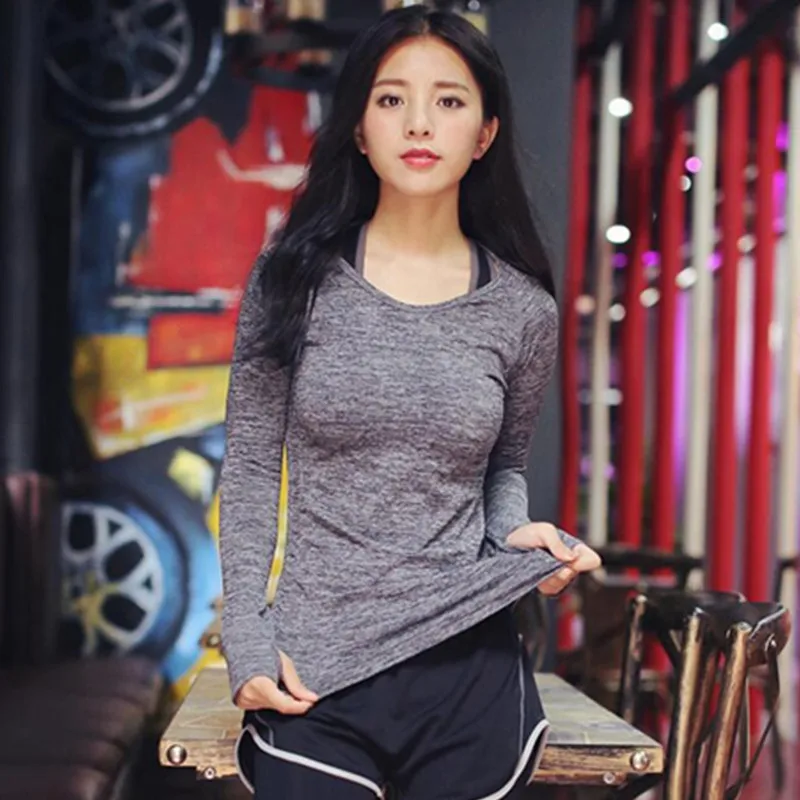 Новинка стильные рубашки для йоги девочек Компрессионные спортивные