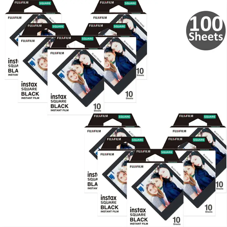 100 Sheet Fujifilm Instax квадратная черная пленка фотобумага(10-100 листов) для Instax SQ10 SQ6 SQ20 мгновенные пленки камеры поделиться SP-3 принтер - Цвет: 100 Sheet