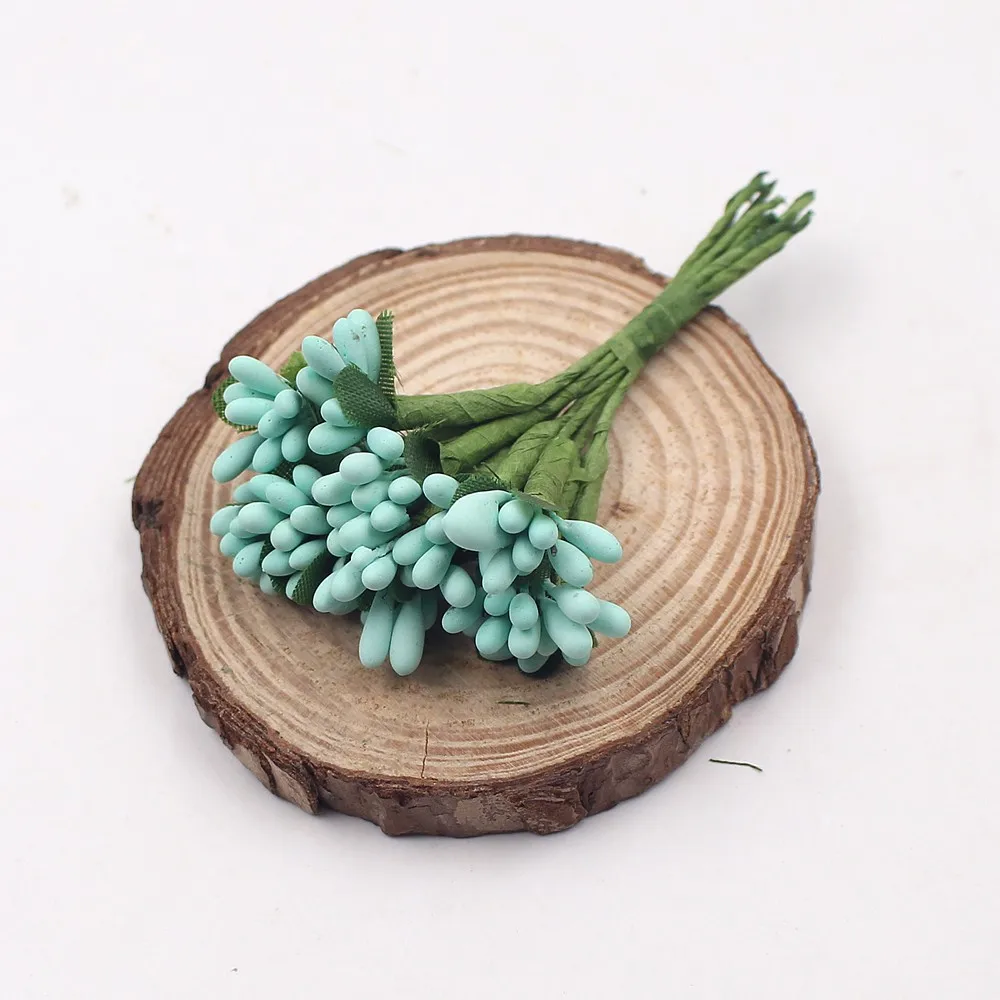 Tiffany Blue 12 шт., 2 см, искусственные цветы, матовые тычинки, ягоды, букет, цветы, свадебное украшение, конфетная коробка, буфер обмена, сделай сам, венок, аксессуары - Цвет: Tiffany Blue
