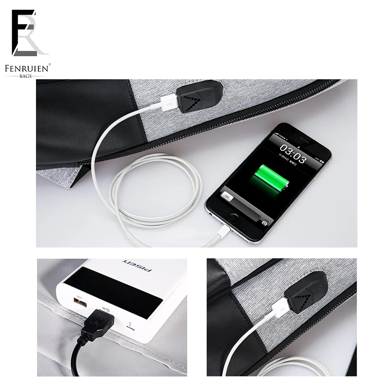 FENRUIEN usb зарядка для мужчин 15 дюймов рюкзаки ноутбука подростков Модные мужские