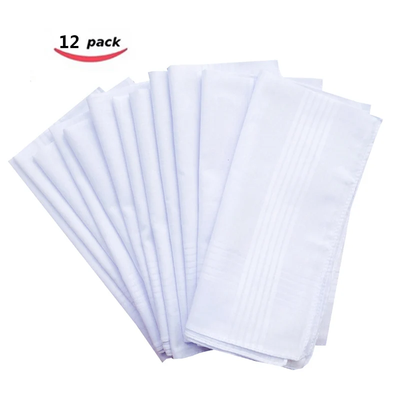 HK006-12PCS BAIYIXIN носовые платки, мужские носовые платки, мягкий хлопок, белый Ханки(белый, упаковка из 12 штук - Цвет: HK006-12PCS