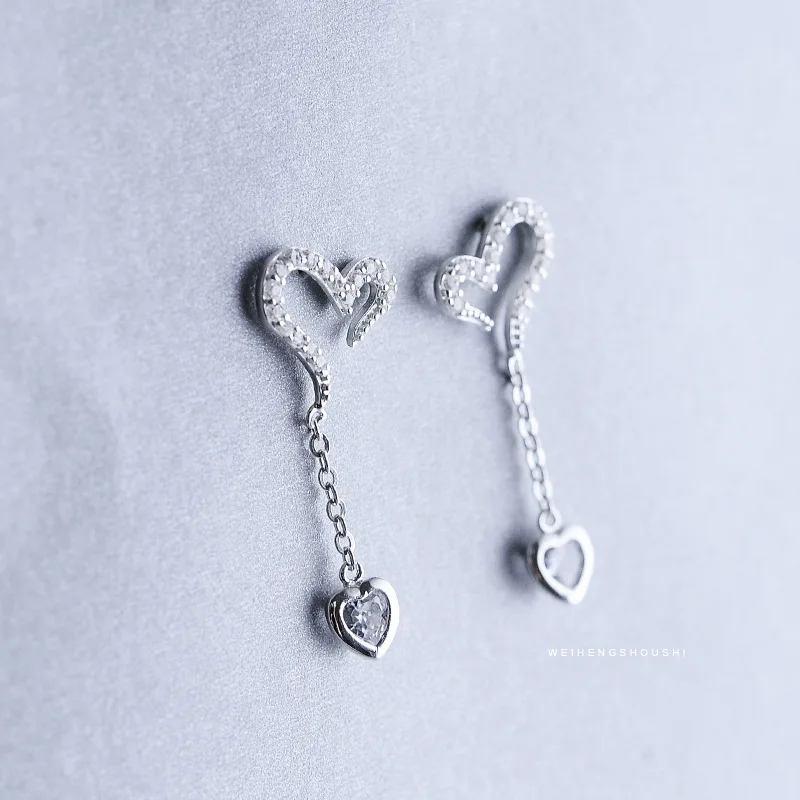 

925 sterling sv earrings heart earrings fashion simple woman gifts