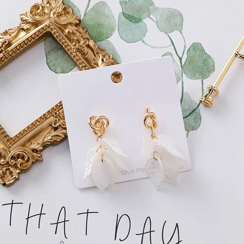 2019 Summer Elegant Leaves Dangle Earrings Acrylic Long Tassel Earring For Women Korean Trendy Pendiente Tie Metal Brincos Girls | Украшения