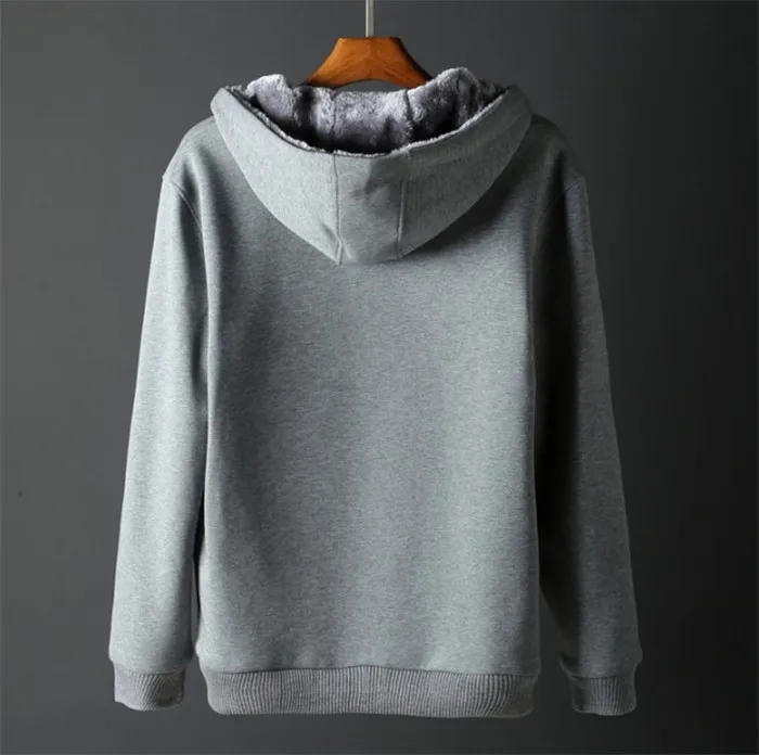 Autumn Winter Thick Warm Plus Size Hoodies Men Long Sleeve Velvet Casual Sweatshirt Jacket Mens Hooded Zipper Coat Xl5104