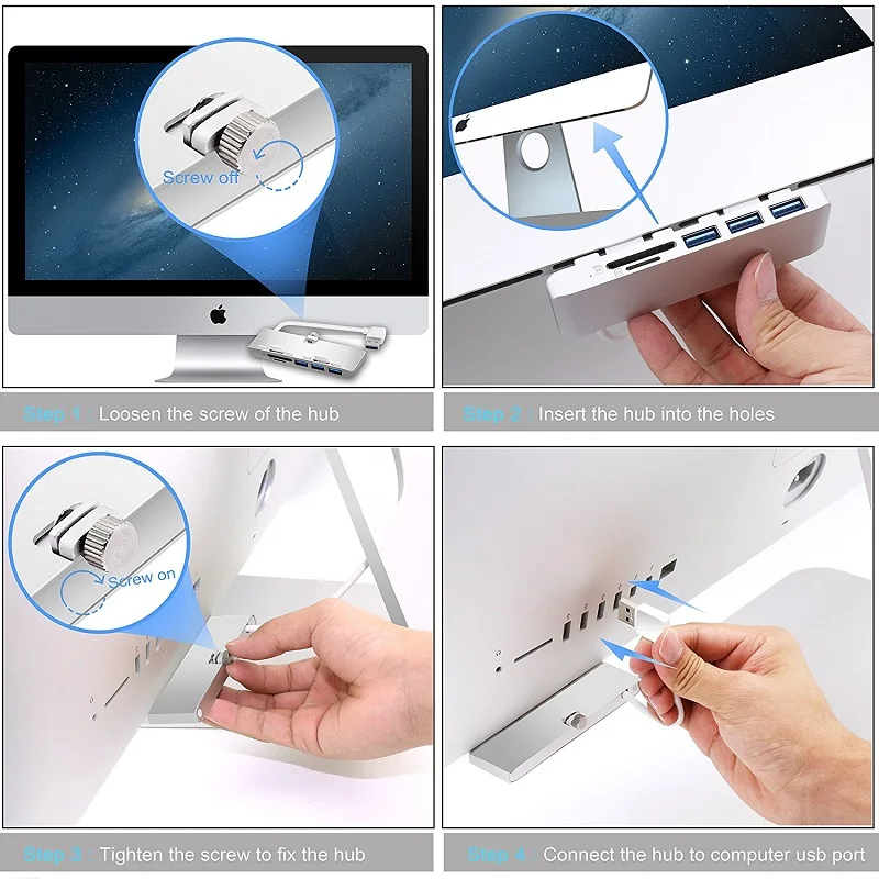 Алюминий USB 3 0 хаб порта USB3.0 комбо адаптер разветвитель с SD/TF Card Reader Для iMac тонкий