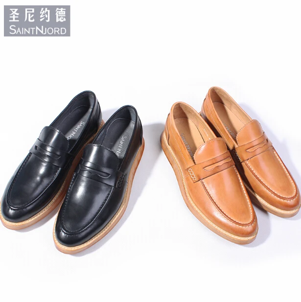 Туфли мужские из натуральной кожи с острым носком на платформе | Обувь