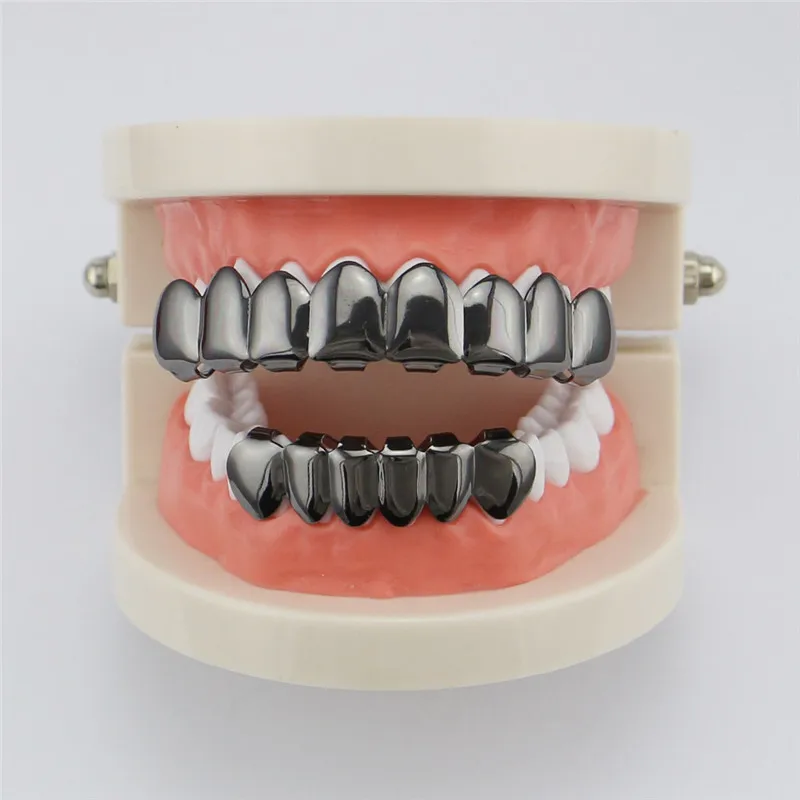 Хип-хоп ЗУБЫ Grillz Топ снизу золотые грили стоматологические Хэллоуин вампирский зуб шапки Косплей Рэппер рот ювелирные изделия вечерние XHYT1014-G