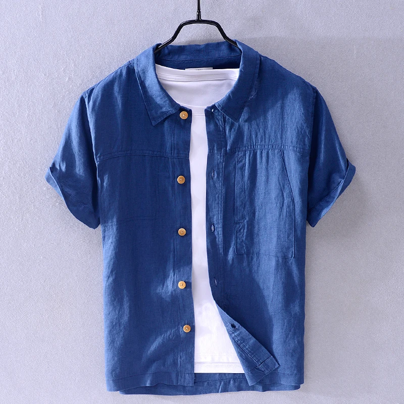 

New arrival pure linen brand shirt men summer short sleeve shirt mens fashion casual shirts male breathable shirts men camisa