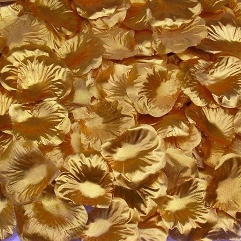 Золотистые искусственные шелковые лепестки роз украшения для свадебной