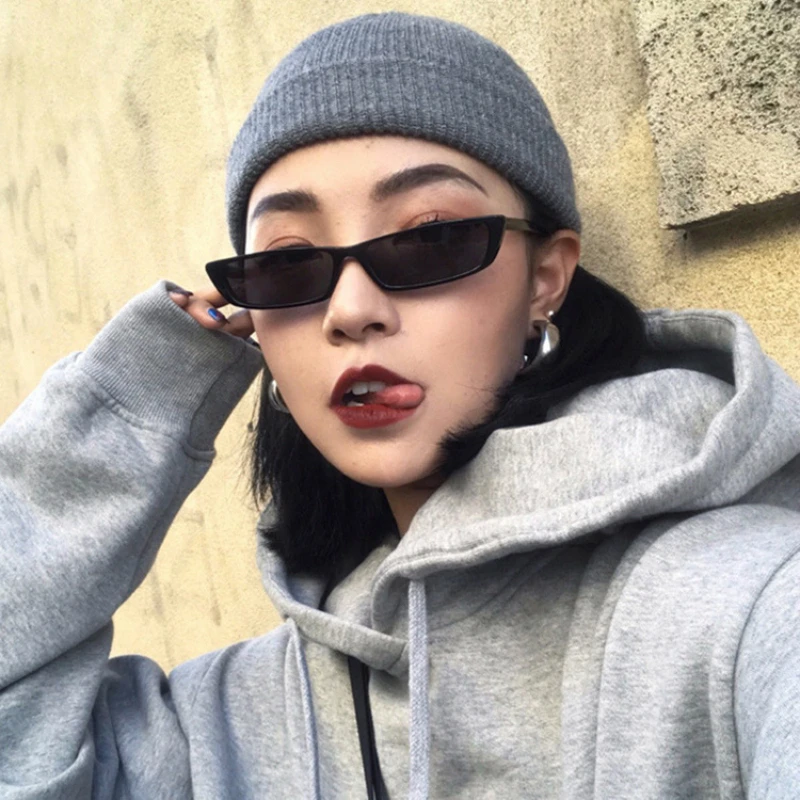 Женские Винтажные Солнцезащитные очки кошачий глаз 90S маленькие прямоугольные