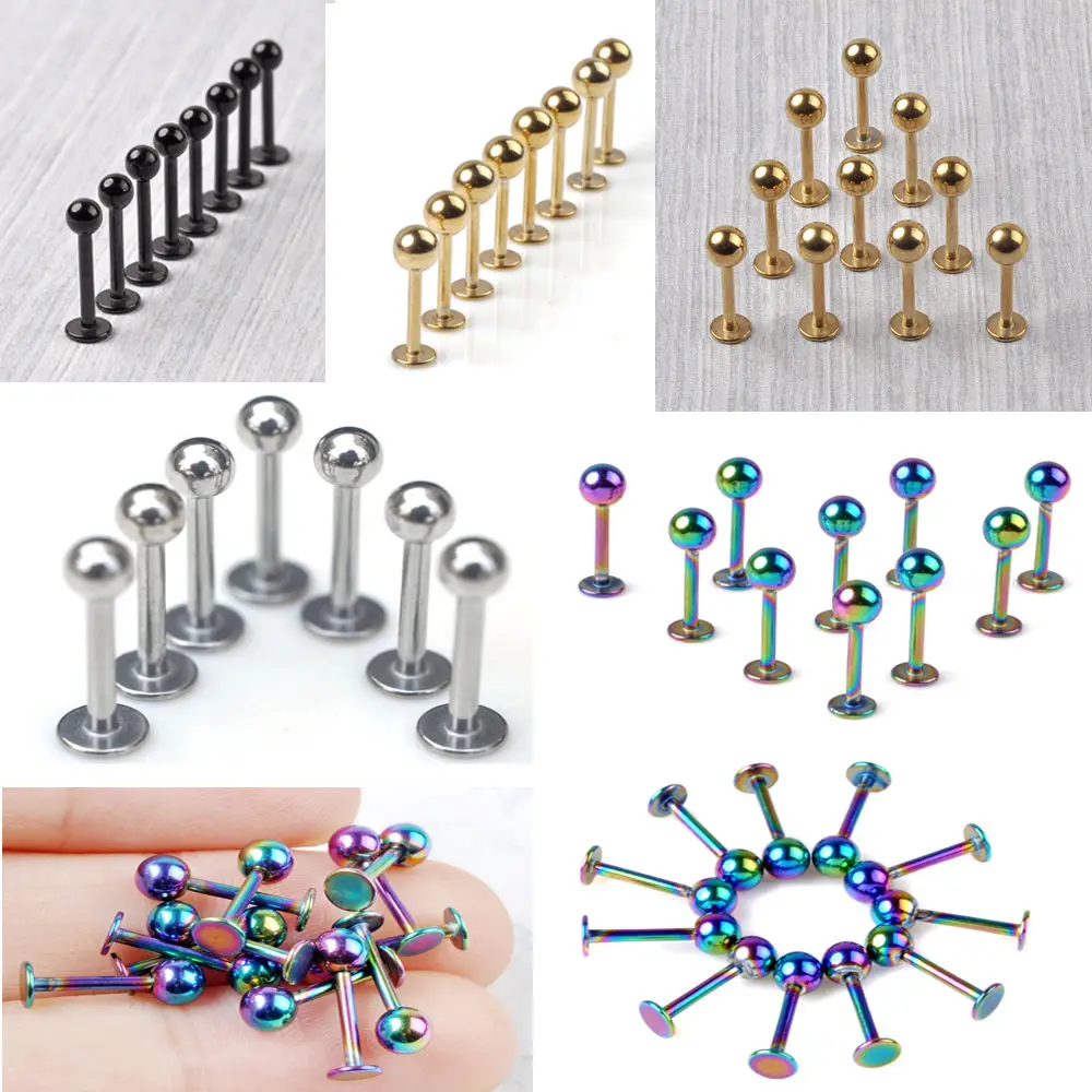 1 шт. пирсинг для тела LABRET кольцо-гвоздик губ 10 г Радужный Золотой Черный