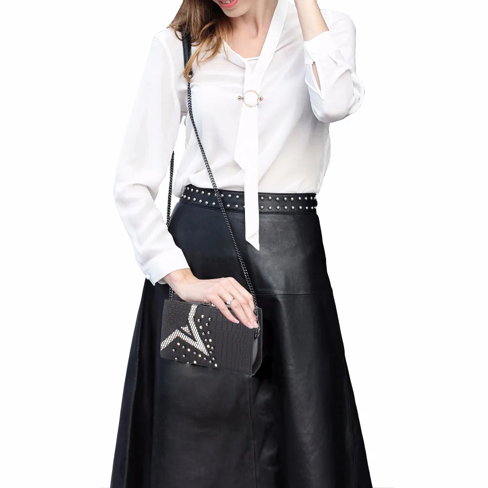 Brand Women's Alligator Pattern Genuine Leather flap Shoulder Crossbodybag | Багаж и сумки