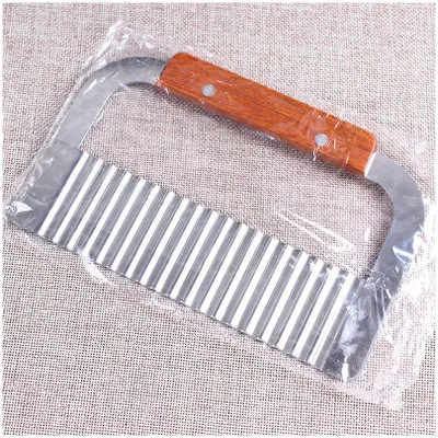 

Stainless Steel Handmade Soap Cutters Wave Section Knife Wooden Crinkle cutter Handle Straight Knife French fries Cutting Tools