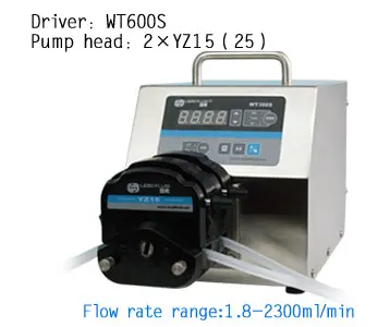 

WT600S 2xYZ25 High Flow rate Adjustable Peristaltic Pump Industrial Lab dosing Tubing Peristaltic Pump 50-1700ml/min