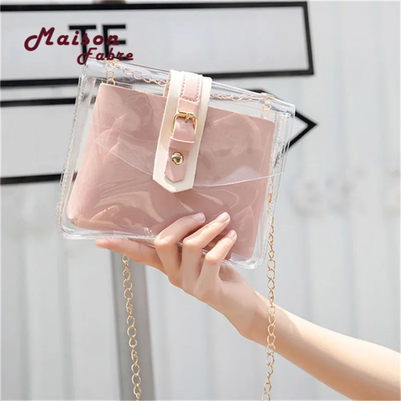 Прозрачные ПВХ сумки на плечо женские сумочки и ярких цветов однотонные