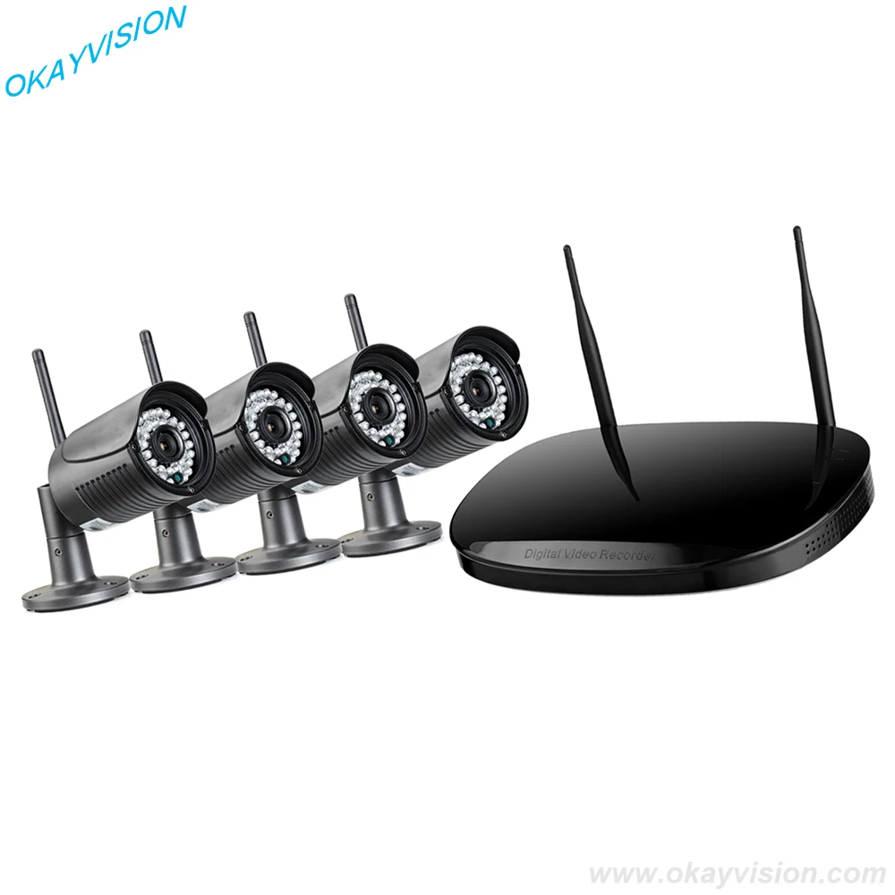 4ch P2P 1.0mp Беспроводной комплект видеонаблюдения 720 P ONVIF VGA HDMI выход NVR WI-FI IP Камера