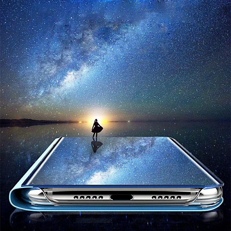Note 9 чехол для телефона samsung Galaxy note s9 s8 plus зеркальный дизайн кожаный флип Подставка