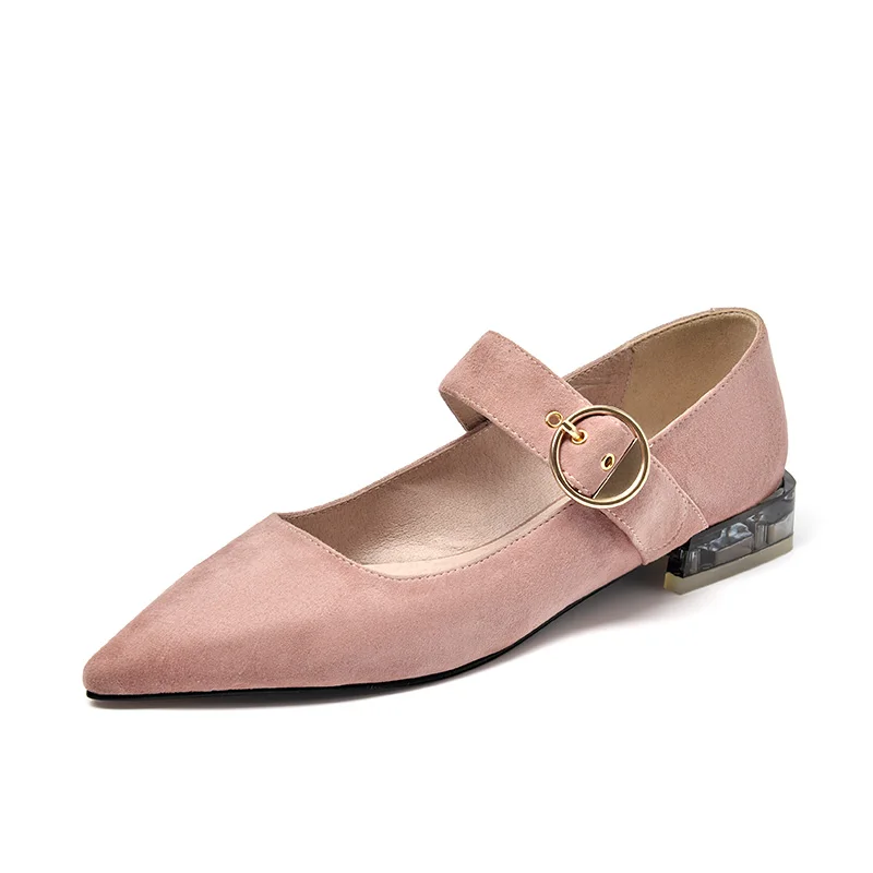 Pink BeauToday/милые женские туфли Mary Jane из натуральной кожи; замшевые туфли с острым носком и ремешком на щиколотке; летние женские сандалии ручной работы; 18201 - Цвет: Pink