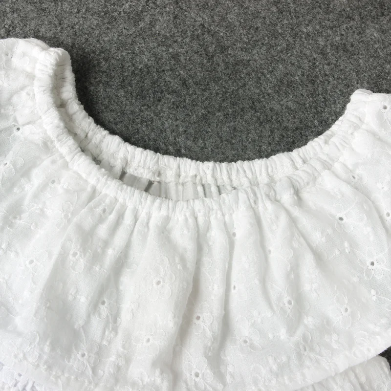 Kid Summer Dresses For Girls Dress Shoulderless White Cotton Cute Baby Party Wedding Flower Girl 1-5 Years | Детская одежда и