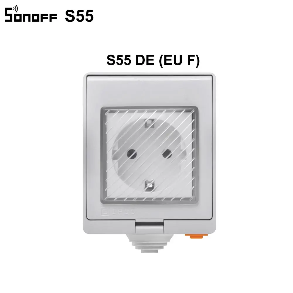 S55 DE SONOFF S55 водонепроницаемый IP55 Wifi умная розетка, таймер открытый AU/EU/UK/US/ZA вилки приложение/Vocie дистанционное управление работает с Alexa - Цвет: S55 DE