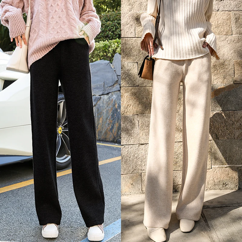 Женские осенне зимние студенческие свободные прямые брюки с высокой талией