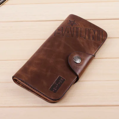 Мужской кошелек, классический, длинный, модный, Baellerry crazy horse, кожаный Ретро кошелек, три раза, полый, карточный пакет, охотник, мужские кошельки 504 - Цвет: G504zhongwuzi