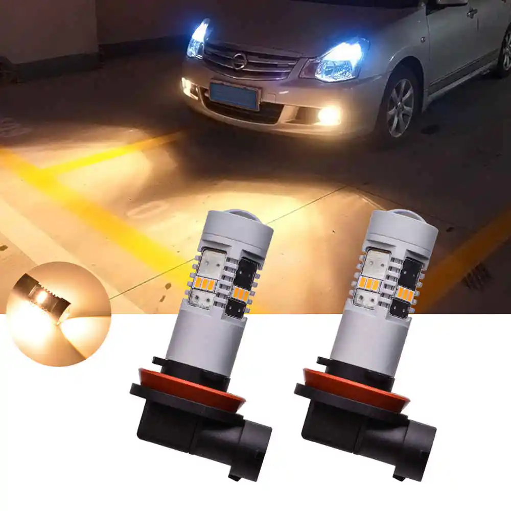 Warm White Katur 2 шт. H8 H11 H16/H16JP светодио дный лампы для автомобилей Туман дальнего света светодио дный белый теплый белый светодио дный освещение супер яркий - Испускаемый цвет: Warm White