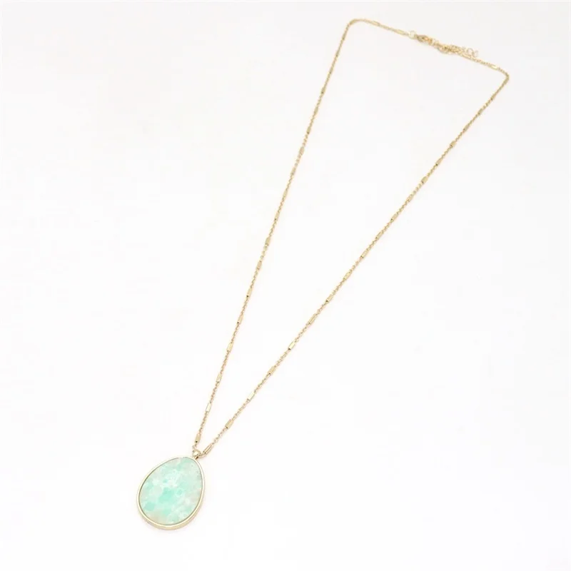 Модная подвеска в виде капли воды из натурального камня золотая металлическая